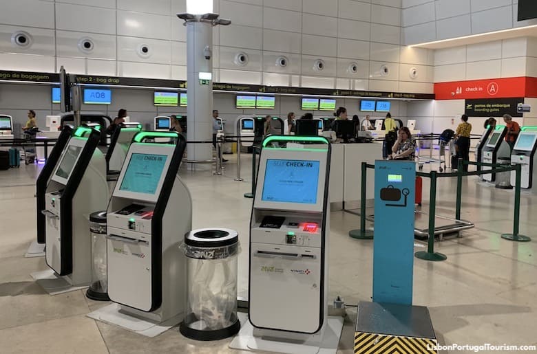 Self-check-in machines at Lisbon Airport